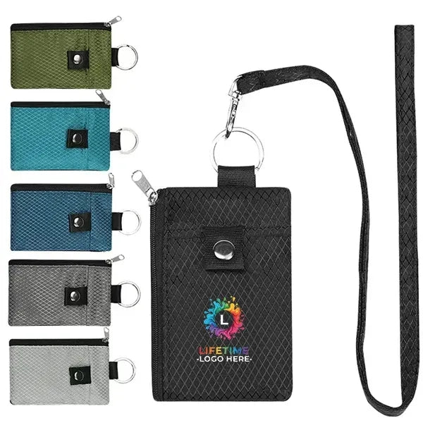 Water Resistant Wallet with Lanyard Keychain for Cards