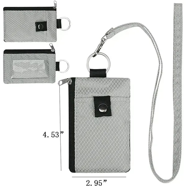 Water Resistant Wallet with Lanyard Keychain for Cards