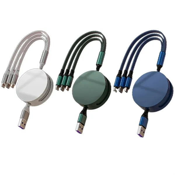 100W 3 in 1 Retractable Charging Cable Fast Charger