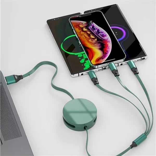 100W 3 in 1 Retractable Charging Cable Fast Charger