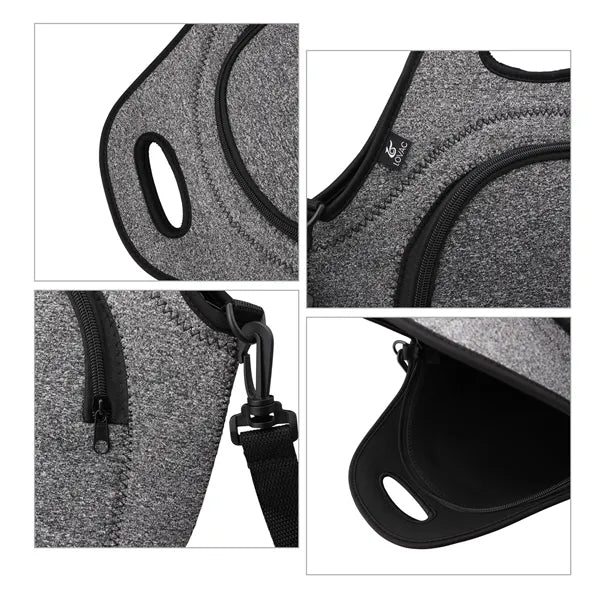 Soft Neoprene Insulated Lunch Bag W/ Shoulder Strap & Zipper