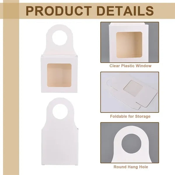 Kraft Paper Wine Bottle Box with Window Hanging Foldable
