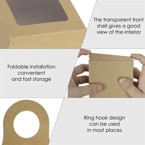 Kraft Paper Wine Bottle Box with Window Hanging Foldable