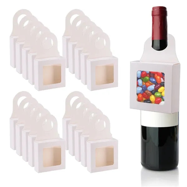 Kraft Paper Wine Bottle Box with Window Hanging Foldable