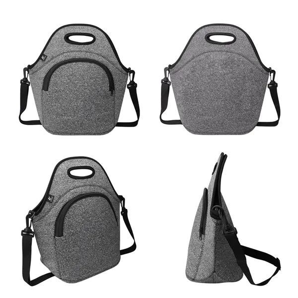 Soft Neoprene Insulated Lunch Bag W/ Shoulder Strap & Zipper