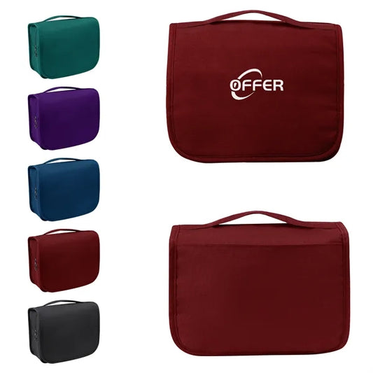 Foldable Travel Toiletry Bag W/ Hanging Hook & Handle