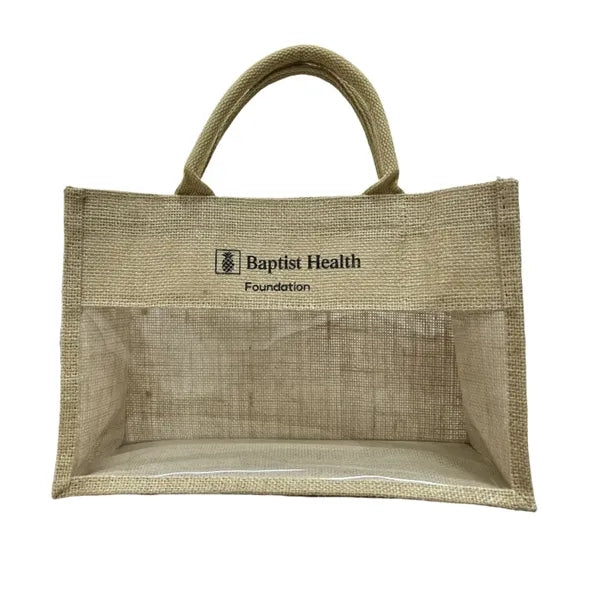 Jute Tote Bag with Transparent Window