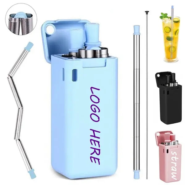 304 Stainless Steel Retractable Telescopic Straw with Case