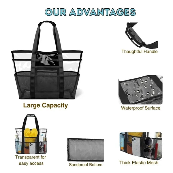 Plastic Waterproof Mesh Beach Tote Bag