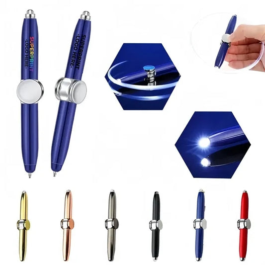 Copper Fidget Pen with LED Light Ballpoint and Flashlight