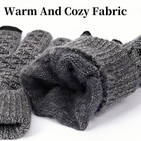 Warm non-slip touch screen knitted gloves