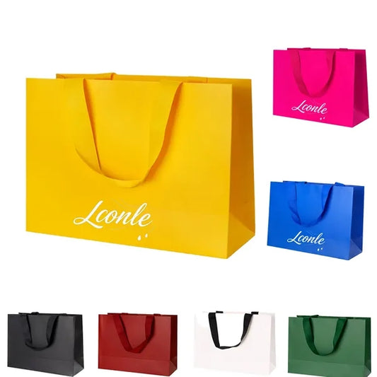 Kraft paper shopping bags.