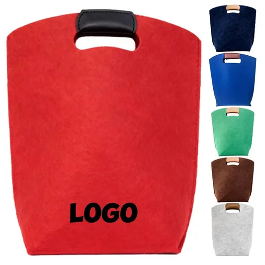 Felt Tote Bag with Leather Handle for Stylish Storage