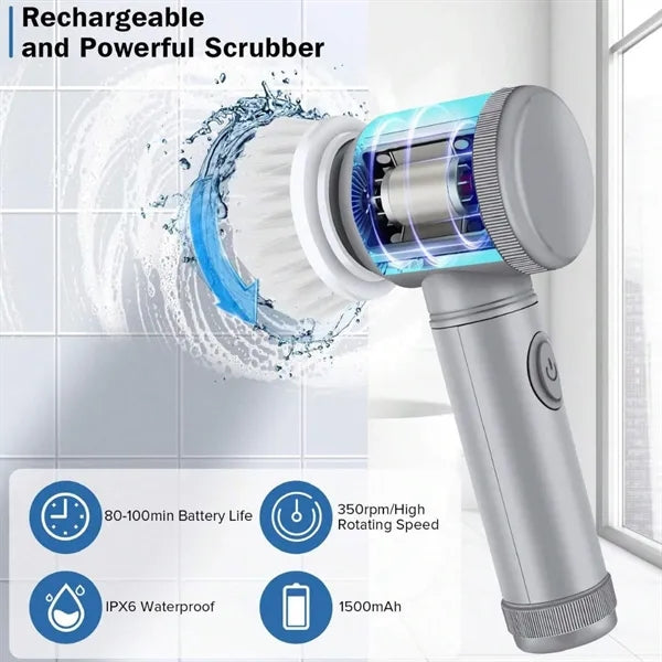 Rechargeable Electric Cleaning Brush with 5 Scrub Heads