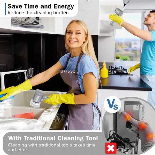 Rechargeable Electric Cleaning Brush with 5 Scrub Heads