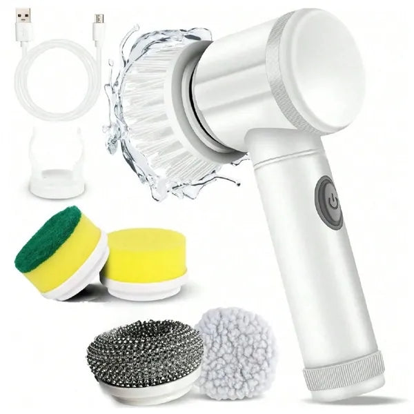 Rechargeable Electric Cleaning Brush with 5 Scrub Heads