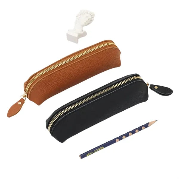 Lychee Grain Head Layer Cowhide Pencil Case