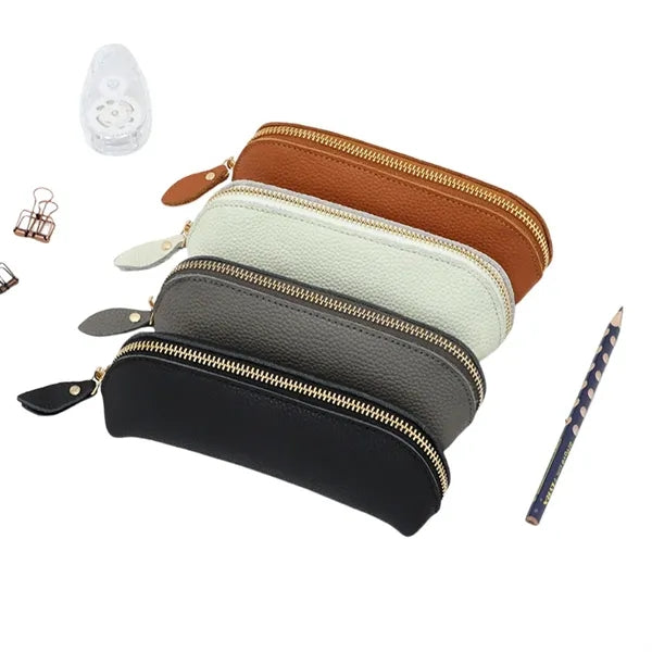 Lychee Grain Head Layer Cowhide Pencil Case
