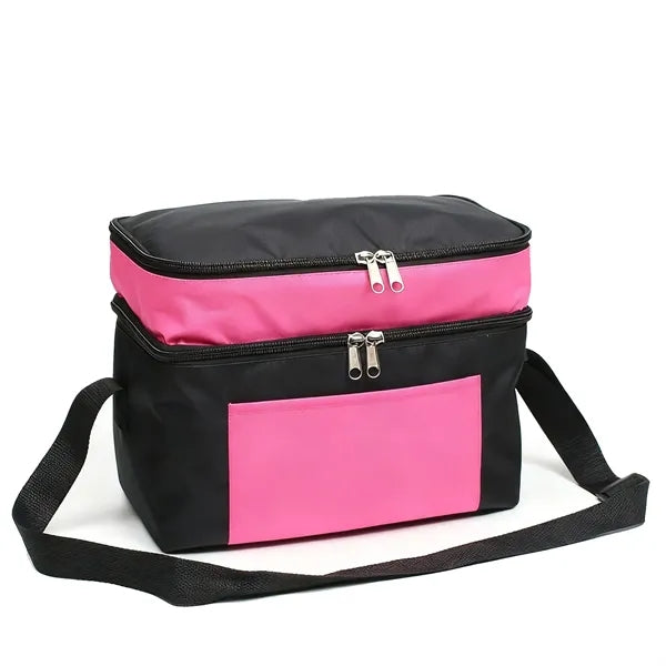 Leakproof Double Deck Insulated Lunch Bag 11L Multi-Pocket