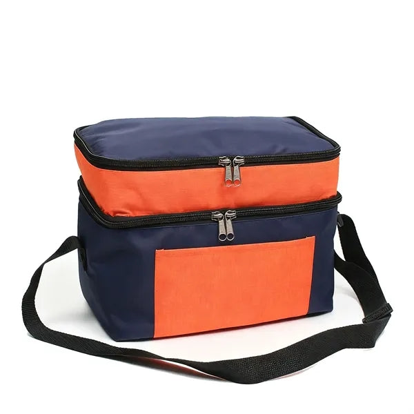 Leakproof Double Deck Insulated Lunch Bag 11L Multi-Pocket