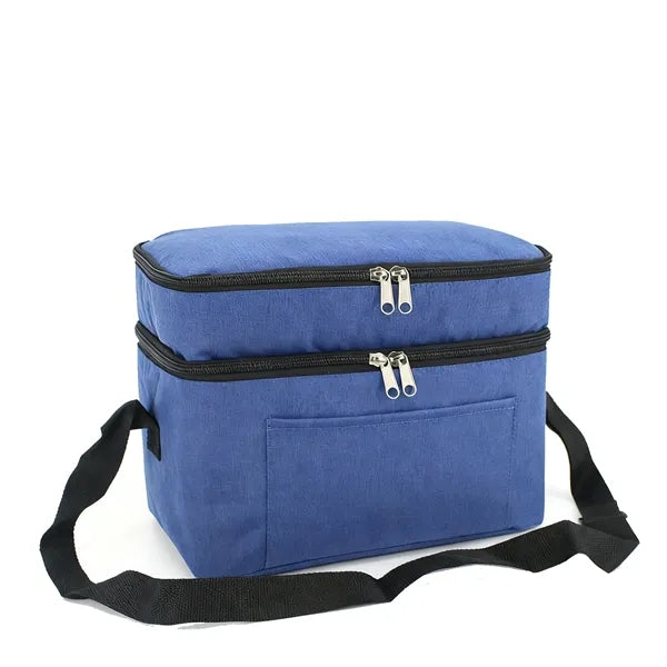 Leakproof Double Deck Insulated Lunch Bag 11L Multi-Pocket