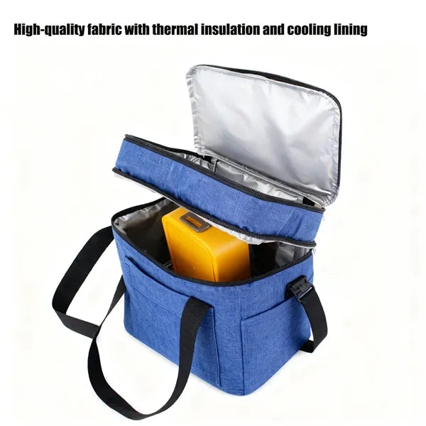 Leakproof Double Deck Insulated Lunch Bag 11L Multi-Pocket