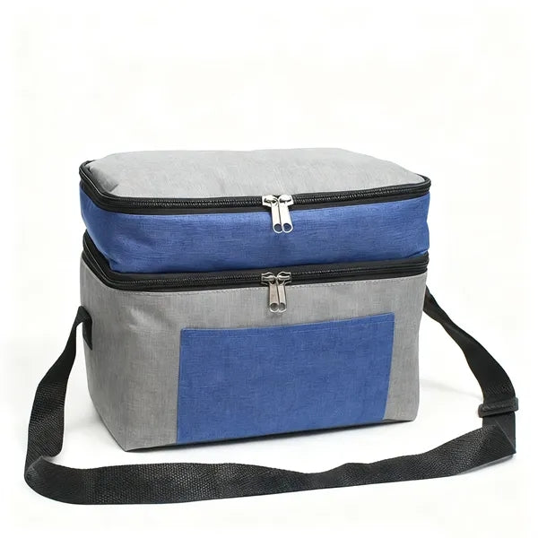 Leakproof Double Deck Insulated Lunch Bag 11L Multi-Pocket