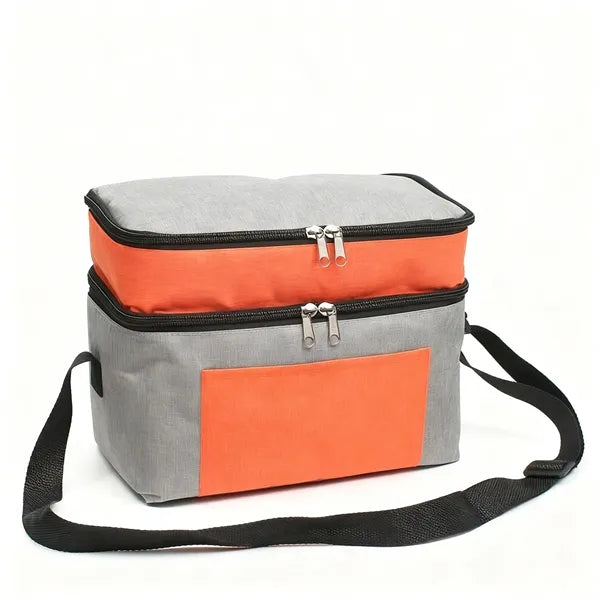 Leakproof Double Deck Insulated Lunch Bag 11L Multi-Pocket