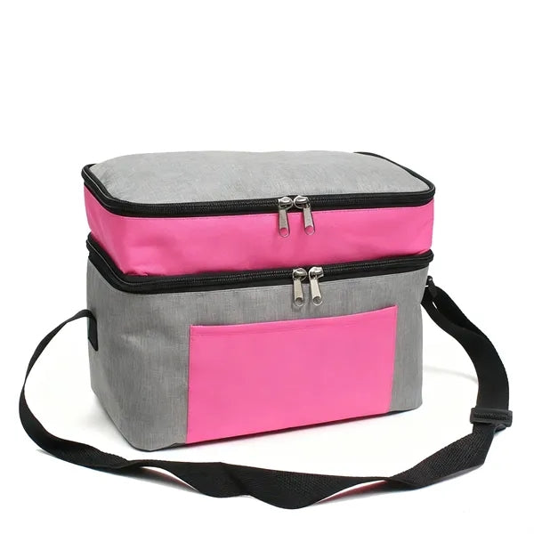Leakproof Double Deck Insulated Lunch Bag 11L Multi-Pocket
