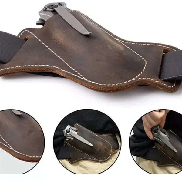 Horizontal Carry Leather Sheath For Belt