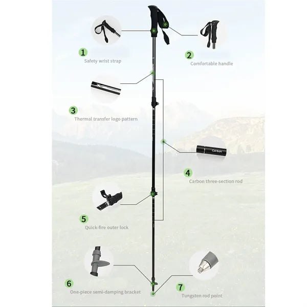 Adjustable Carbon Trekking Staff For Outdoor Hiking Travel