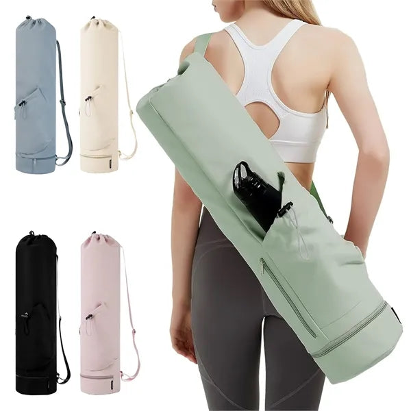 Yoga Mat Bag with Water Bottle Pocket and Bottom Wet Pocket