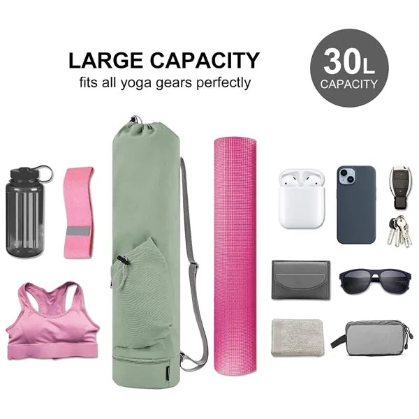 Yoga Mat Bag with Water Bottle Pocket and Bottom Wet Pocket