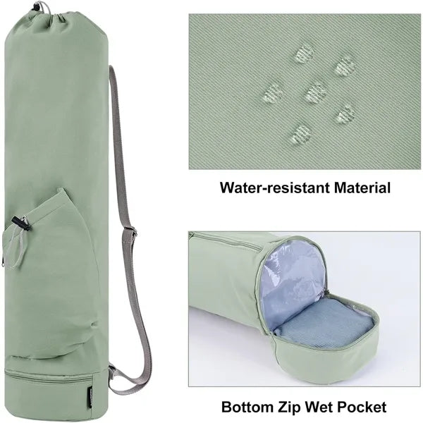 Yoga Mat Bag with Water Bottle Pocket and Bottom Wet Pocket