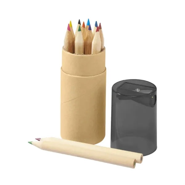 12 Color Pencil Tube Set with Sharpener