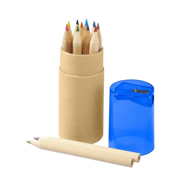 12 Color Pencil Tube Set with Sharpener