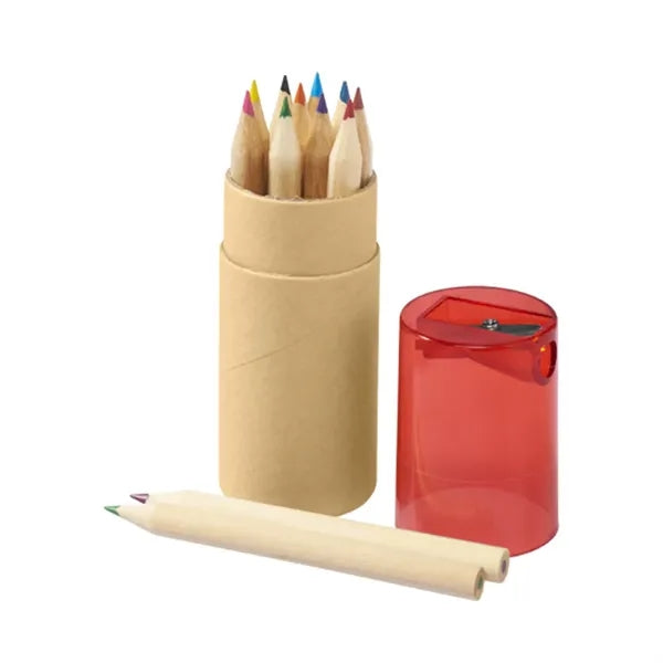 12 Color Pencil Tube Set with Sharpener