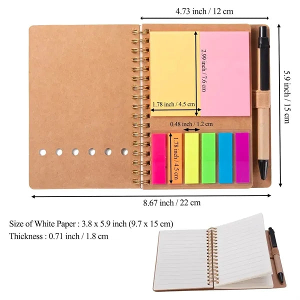Spiral Notebook Pads with Pen Holder Lined Notepad