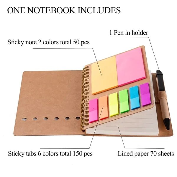 Spiral Notebook Pads with Pen Holder Lined Notepad