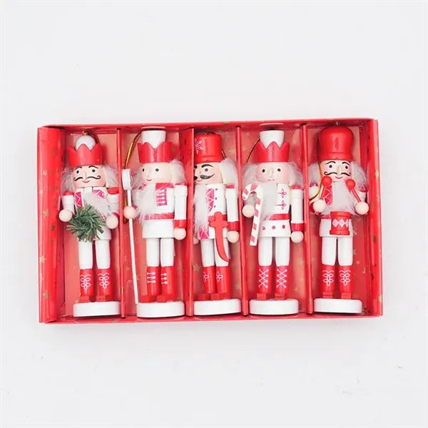 Set of 5 Wooden Nutcrackers for Christmas Decor