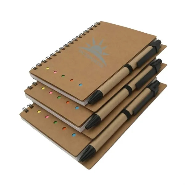Pen Sticky Notes Flags Steno Pad Lined Spiral Bound Notebook