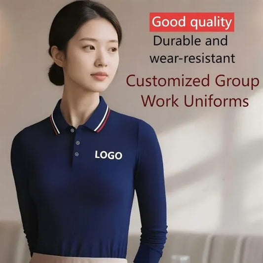 Spring and Autumn Polo Shirt Long-Sleeved Work Clothes