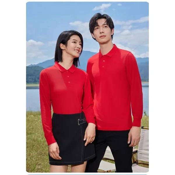 Spring and Autumn Polo Shirt Long-Sleeved Work Clothes