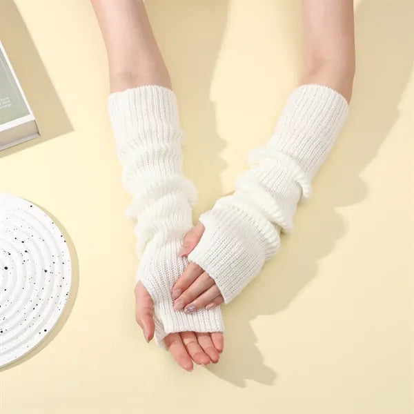 Long Fingerless Winter Knit Arm Warm Gloves