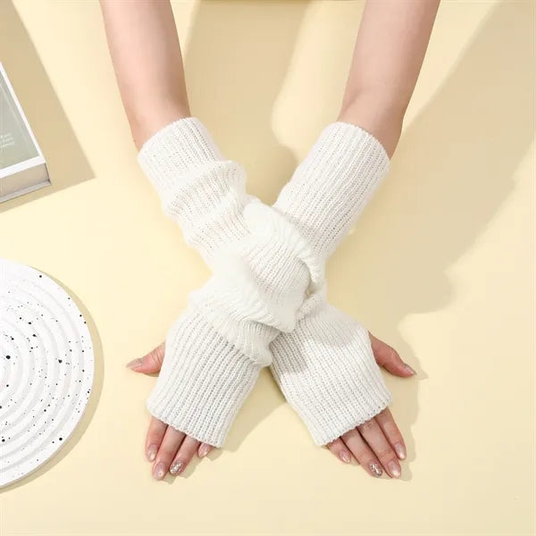 Long Fingerless Winter Knit Arm Warm Gloves