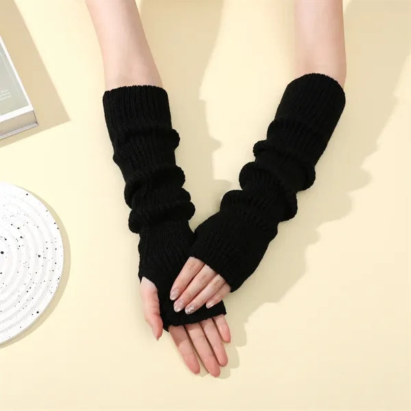 Long Fingerless Winter Knit Arm Warm Gloves