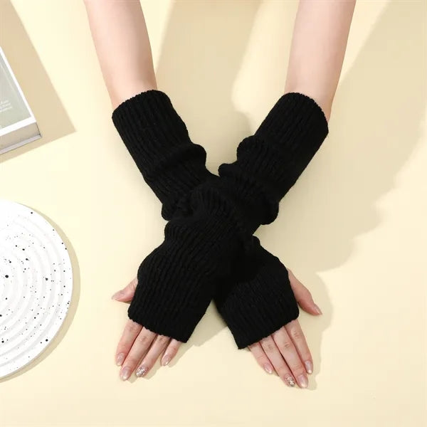 Long Fingerless Winter Knit Arm Warm Gloves