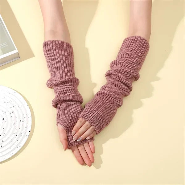 Long Fingerless Winter Knit Arm Warm Gloves