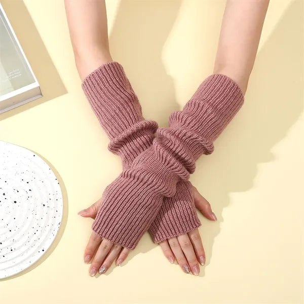 Long Fingerless Winter Knit Arm Warm Gloves