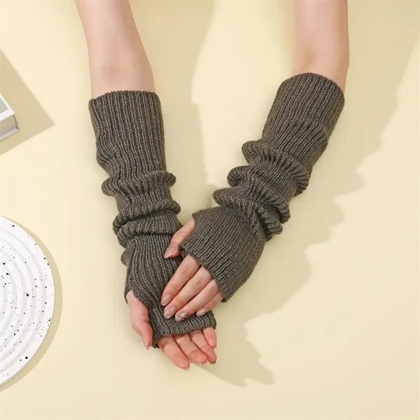 Long Fingerless Winter Knit Arm Warm Gloves